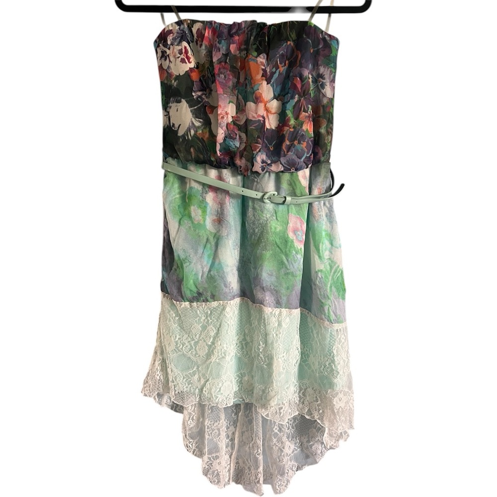 👗 LILY ROSE strapless summer dress with belt Sz L NWT 🏷️